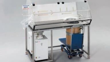 Bulk powder weighing & dispensing enclosure