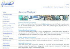 Webpage for Evaporators, Concentrators, Freeze Dryers & Lyophilisation Systems