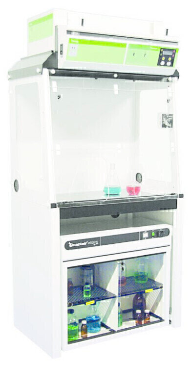Get the benefit of a Complete Solution for the Storage and the Manipulation of your Chemicals by Combining a Vented Storage Cabinet to your Ductless Mobile Fume Hood.