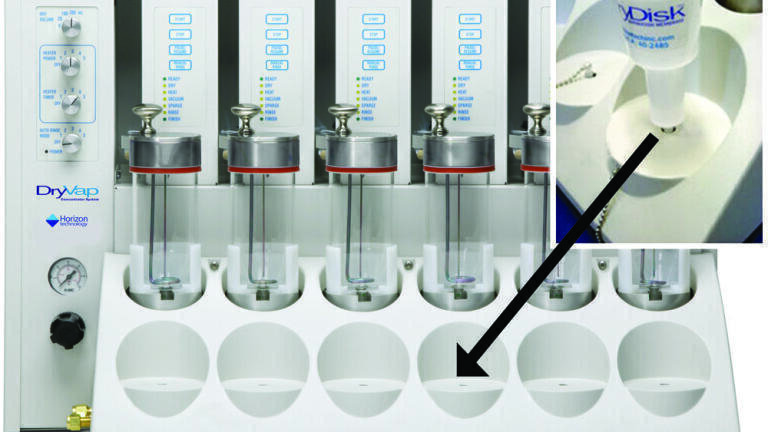 Automated solvent drying, solvent evaporation and sample concentration.