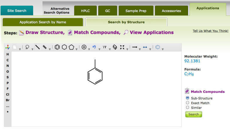 Unique Structure Search Capability for Applications Library