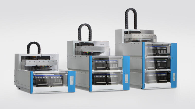 Picture 3 (left to right): Three different capacities are available: SAM S (for up to 240 samples), SAM M (for up to 480 samples), SAM L (for up to 720 samples)