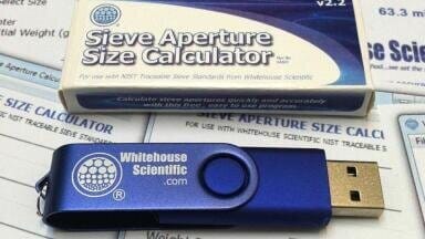 Whitehouse Scientific Sieve Aperture Size Calculator now on flash drive