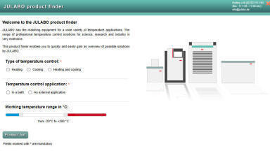 Julabo Product Finder – find the best solution for your temperature control application
