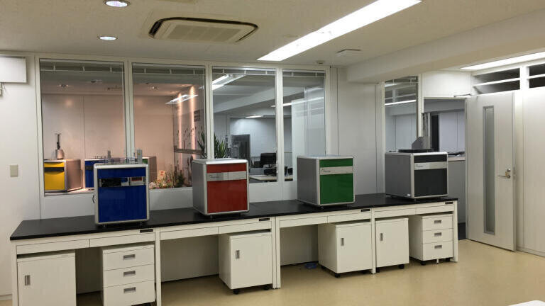 The modern designed office in Yokohama includes a showroom for product presentations.
