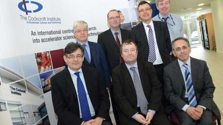 The Cockcroft Institute Board.
Back row, L to R: Prof S Watts (Manchester), Prof R McGrath (Liverpool), Prof S Decent (Lancaster), Prof G Blair (STFC)
Front row, L to R: Prof P Ratoff (Director, Cockcroft), Prof K Badcock (Liverpool, Chair), Prof D Uttamchandani (Strathclyde).
(Credit: STFC)
