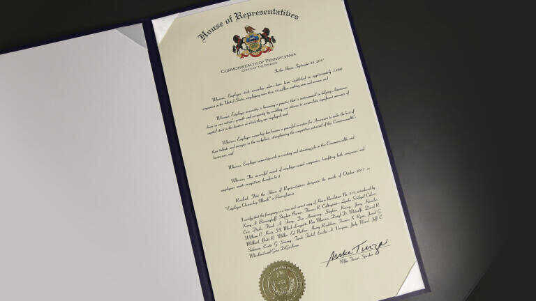 October Declared Employee Ownership Month in Pennsylvania