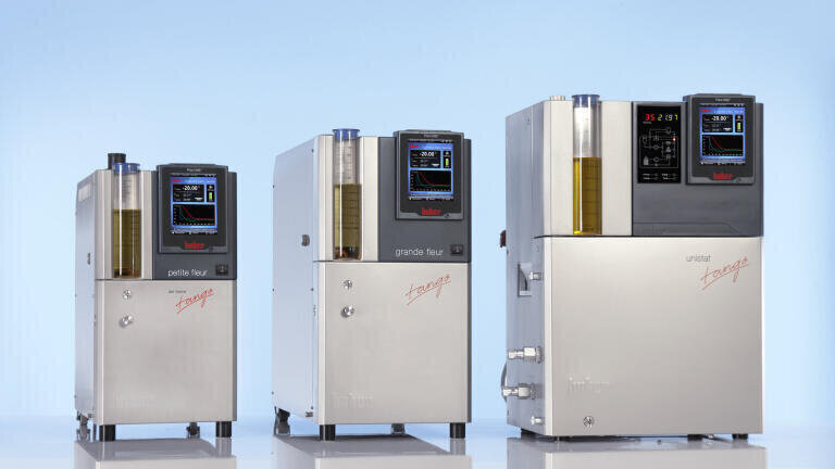 Figure 7: The Unistat series covers more than 60 standard models with cooling capacities of up to 150 kW. In research laboratories the three smallest models are most popular: the Petite Fleur, Grande Fleur and the Tango.