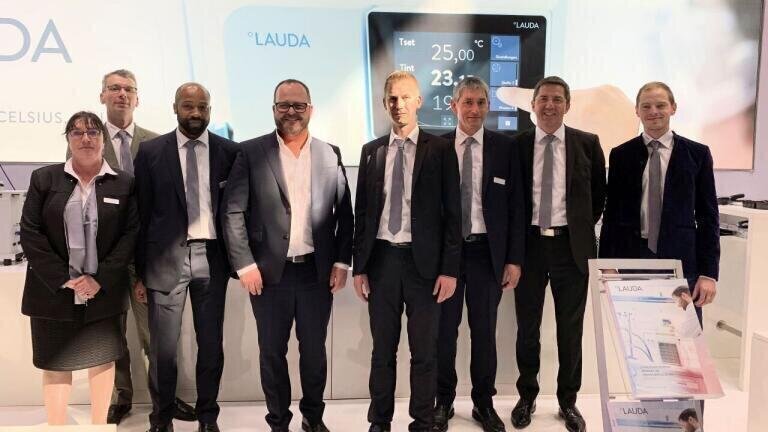 The Lauda trade fair team around the President and CEO, Dr Gunther Wobser (centre), at Forum LABO 2019.