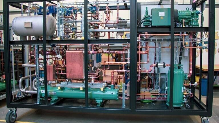 An open Lauda Process Cooling Unit during the assembly. Lauda supplied temperature control systems for Bertrandt, the automotive service provider. (Source: Lauda)