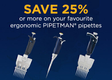 Stock up and save 25% or more on Gilson's ergonomic and smart PIPETMAN pipettes