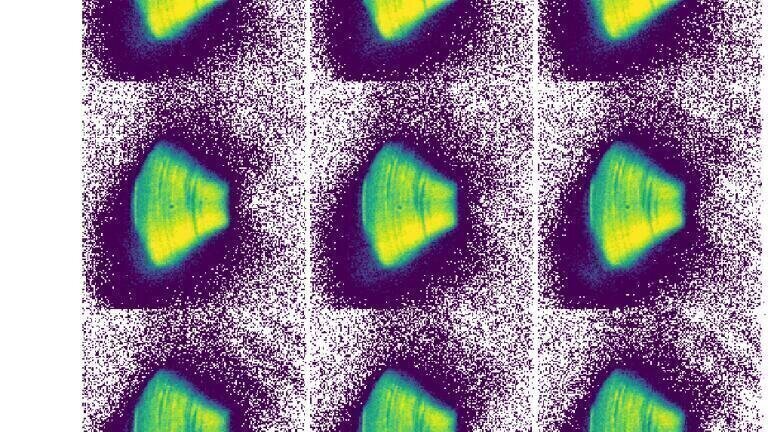 "A reduced selection of the four-dimensional intensity data recorded during the experiment." Credit: Diamond Light Source Ltd.