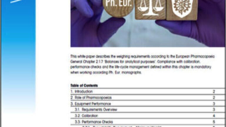 How Can Weighing Compliance with New European Pharmacopoeia Chapter 2.1.7 Balances for Analytical Purposes be Achieved?