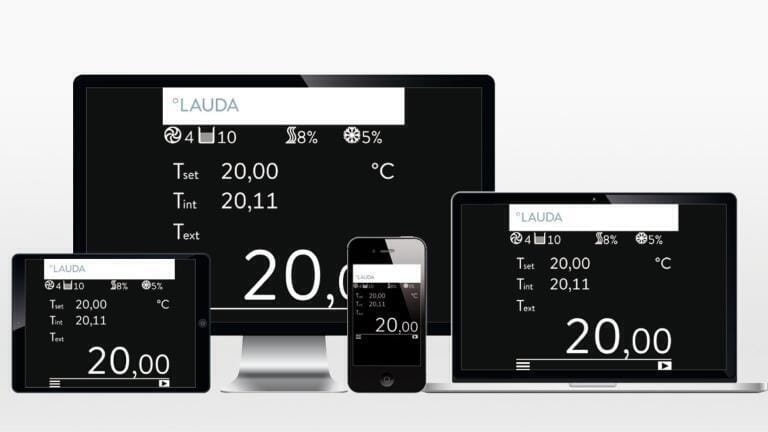 The modular interface concept allows users to integrated Integral devices seamlessly into their processes. For the first time, an integrated web server enables the thermostats to be controlled via PC or mobile devices. (Image: LAUDA)