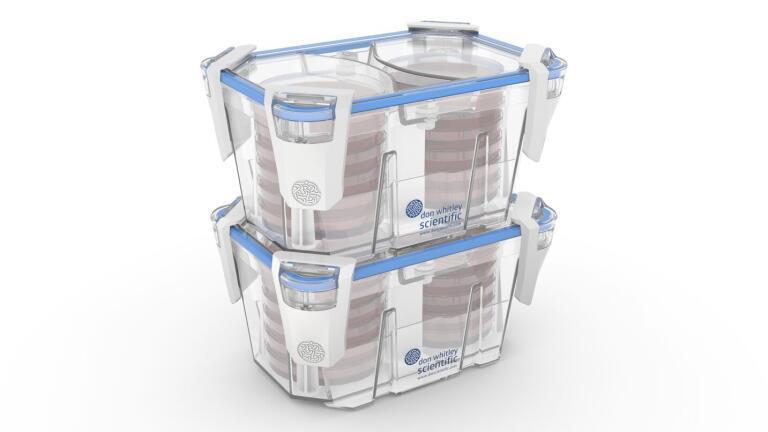 IncuBoxes can be stacked on top of each other inside an incubator or on the bench, saving valuable space.