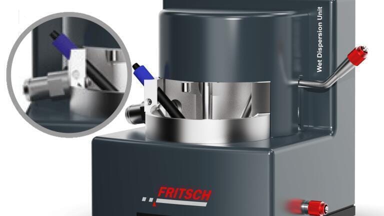 The ANALYSETTE 22 NeXT wet dispersion unit with pH sensor.