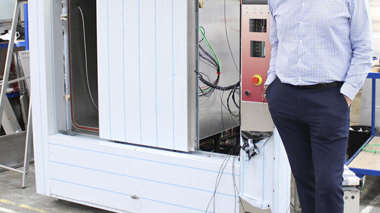 John Lees, Managing Director of LTE Scientific with a Touchclave Systems Autoclave on test – Apr 2020