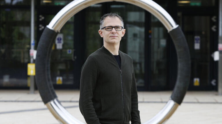 Peter Hamley, Chief Scientific Officer at Samsara Therapeutics outside the Wood Centre for Innovation.