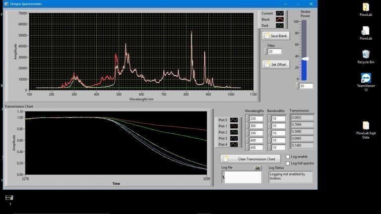 Flow-UV data acquisition screen.