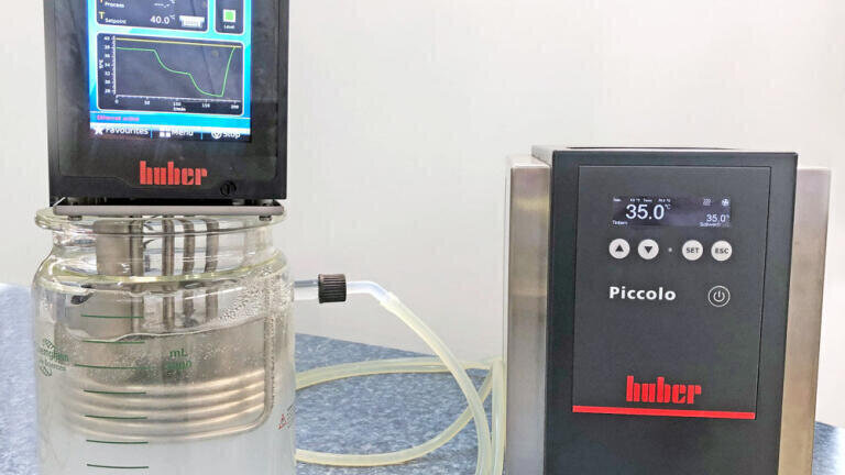 In the case study, a simulated biochemical reaction was controlled in a 3 litre reactor with a constant temperature of +-0.05 K.