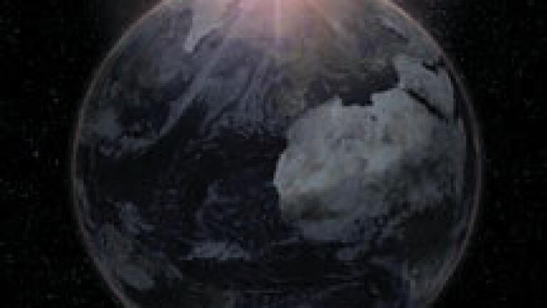 An artist?s concept of the sunlight glowing through the
Earth\'s thin atmosphere and reaching an observer on the Moon
during a lunar eclipse. Courtesy of Gabriel Perez Diaz, SMM,
Instituto de Astrofisica de Canarias (IAC).
