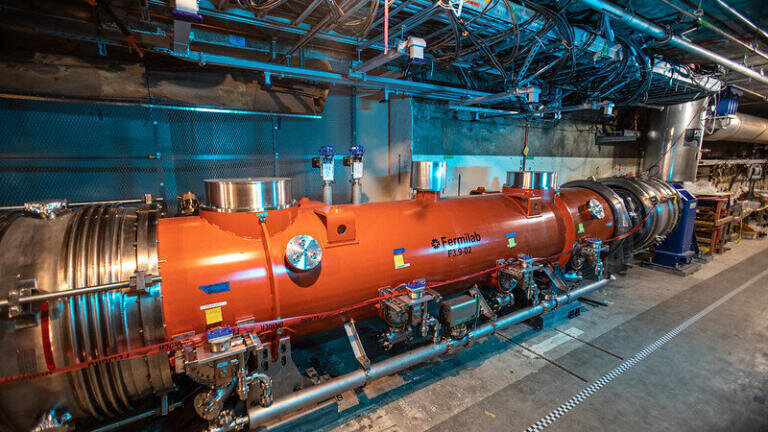 Fermilab cryomodule inside of LCLS-II (Credit: Jacqueline Orrell/SLAC National Accelerator Laboratory)