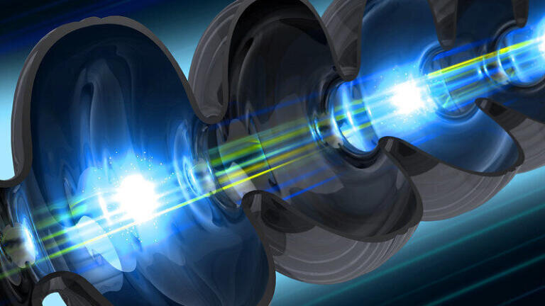 LCLS-II accelerator cavity. (Credit: SLAC National Accelerator Laboratory)