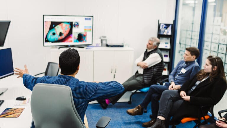 Demonstration for guests of the latest SEM imaging technology.