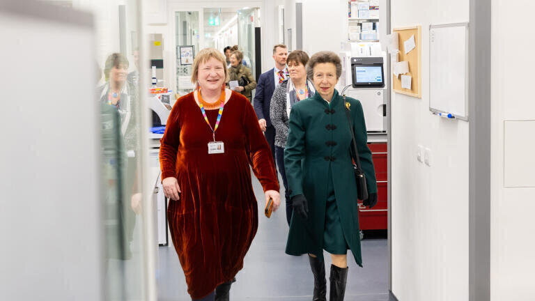 Her Royal Highness tours the new building with Professor Wiebke Arlt, Director of the MRC LMS. (Credit: Paul Clarke Photography)
