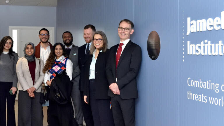 Members of the Jameel Institute, led by Professor Neil Ferguson (Right), are among the first in the new building at Imperial's White City Campus (Credit: Imperial)