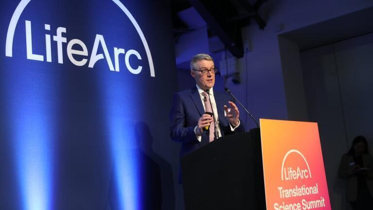 Professor Patrick Chinnery gives a presentation (Credit: LifeArc)