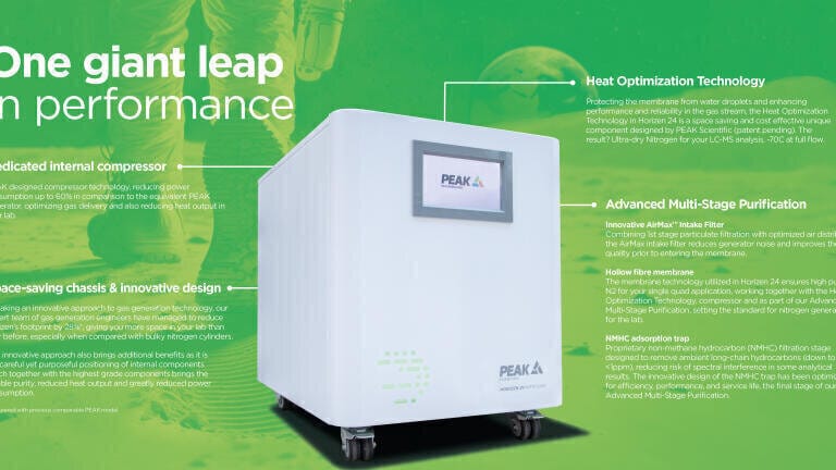Peak Scientific launch the most energy-efficient nitrogen generator for single quad LC-MS
