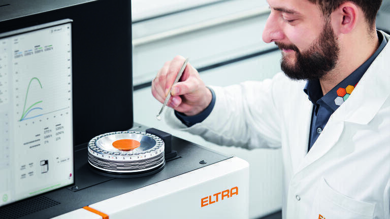 Figure 2: The sample is weighed into tin foil or a tin capsule, sealed, and placed into the sample loader.