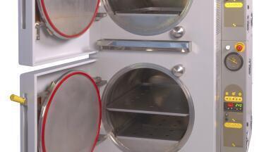 Dual-chamber stacked autoclaves for efficient sterilisation