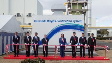 Grand opening of biogas purification system at Kojima plant