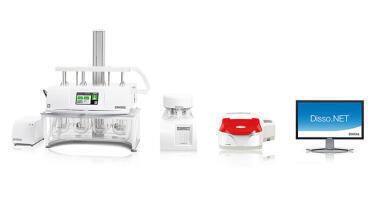 Dissolution test with automated UV/Vis analysis with the DT 950 Online System from ERWEKA