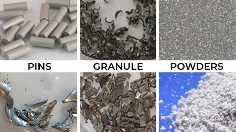 Figure 2: Typical Sample Shapes like Pins, Granule and Powders