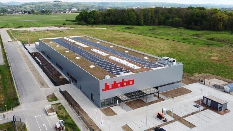 Aerial view of the new Julabo production site in the startkLahr Airport & Business Park in Lahr. Credit Julabo