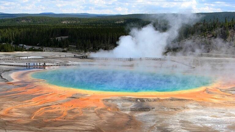 Grand Prismatic Spring, the largest hot spring at Yellowstone National Park in the US. Credit: Frank Kovalchek
