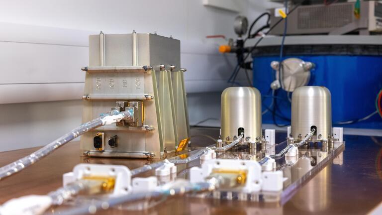 The MAG instrument flight model sensors prior to installation on the boom. Credit: NASA/Johns Hopkins APL/Ed Whitman