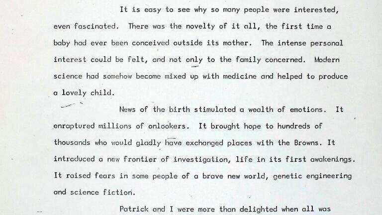 Robert Edwards’s “Very tentative draft indeed” of the opening of Chapter One, which focused on the publicity. Dannie Abse Papers, folder 277, “Chapter One”, 1. The National Library of Wales Collection.