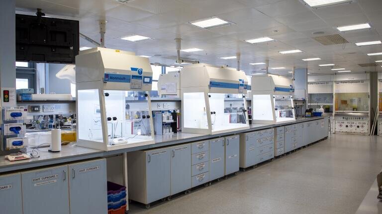CT800 and CT1400 ductless Recirculating Fume Cupboards installed in Manchester Metropolitan University’s Dalton Building, providing safe containment and flexible laboratory layouts for undergraduate synthetic chemistry experiments.