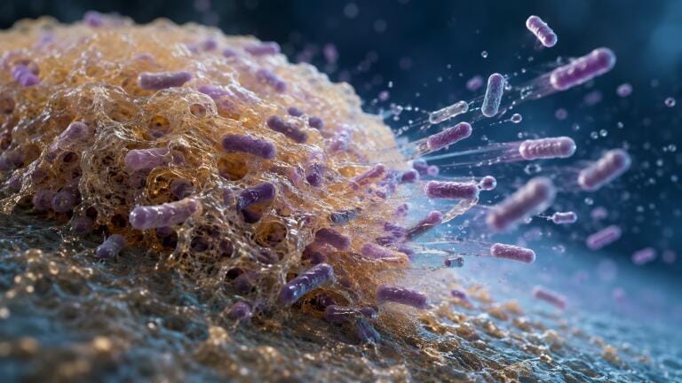 Bacterial biofilms eject cells like ‘escape pods’ in survival strategy