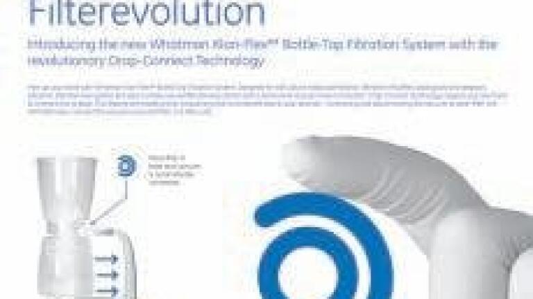 The new Whatman Klari-Flex Bottle-Top Filtration System with the revolutionary Drop-Connect Technology
